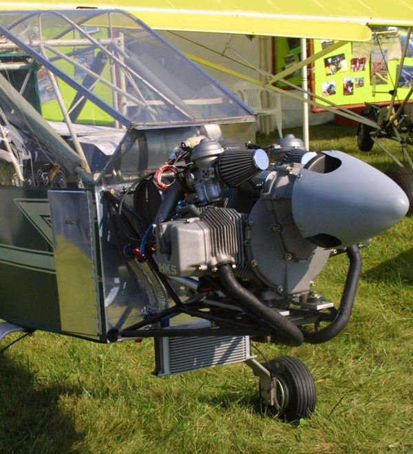 HKS 2 cylinder 4 stroke 60 horsepower aircraft engine.