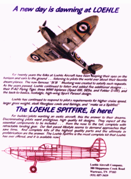 Loehle Spitfire WW II replica fighter.