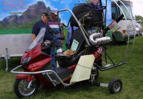 Flite Bike a flying Honda motorcycle and a Buckeye Powered parachute.