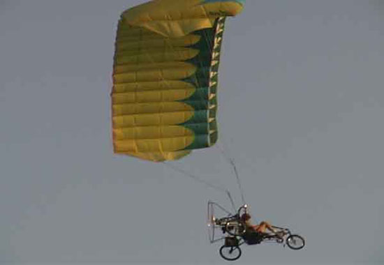 Para-cycle a powered parachute you can pedal to the airfield.