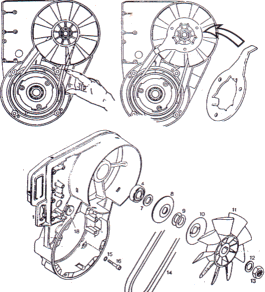 Adjusting the fan belt on the Rotax 377, 447, 503 Rotax aircraft engines.