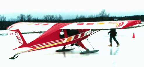 Rotax 582 powered L'il Buzzard on ski's. 