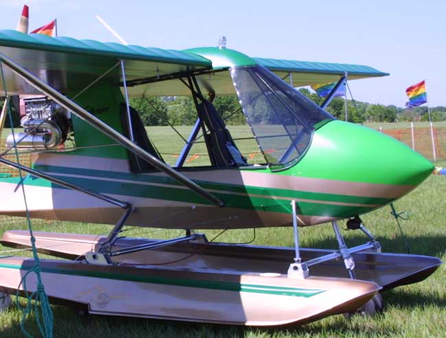 Quad City Challenger II on Puddle Jumper amphib floats.