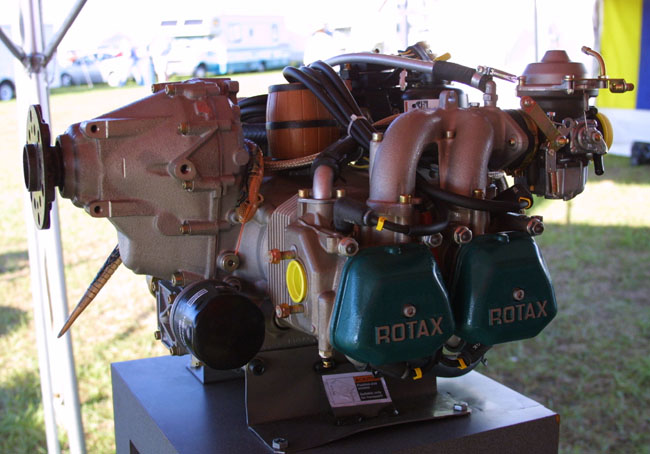 Rotax 912 4 cylinder 4 stroke aircraft engine.