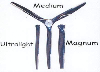 Ivoprop ultralight model, Ivoprop medium model, Ivoprop Magnum.