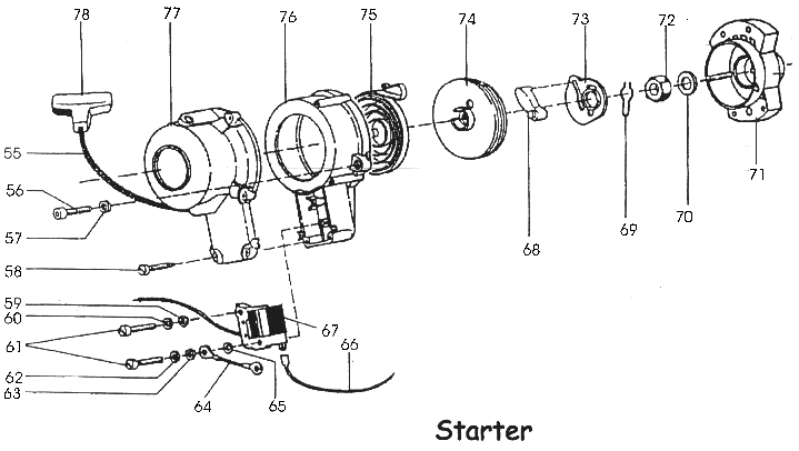 Solo aircraft engine recoil parts diagram.