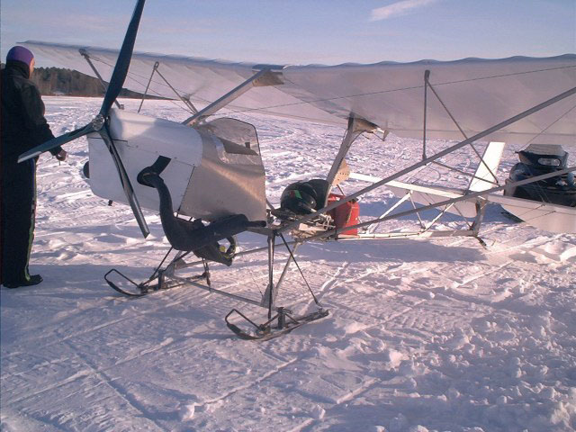 Affordaplane ultralight aircraft on skis.