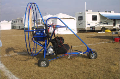 The Buckeye Powered parachute fits nicely into the back of a standard size pickup truck.