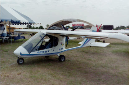 Earthstar Odyssey kit built experimental aircraft powered by the HKS twin cylinder 4 stroke engine.
