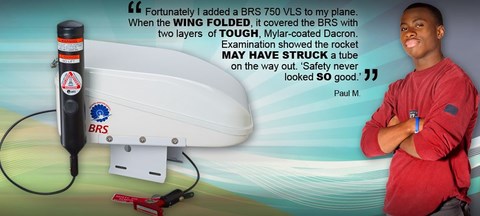 BRS ballistic parachute recovery system for ultralight aircraft